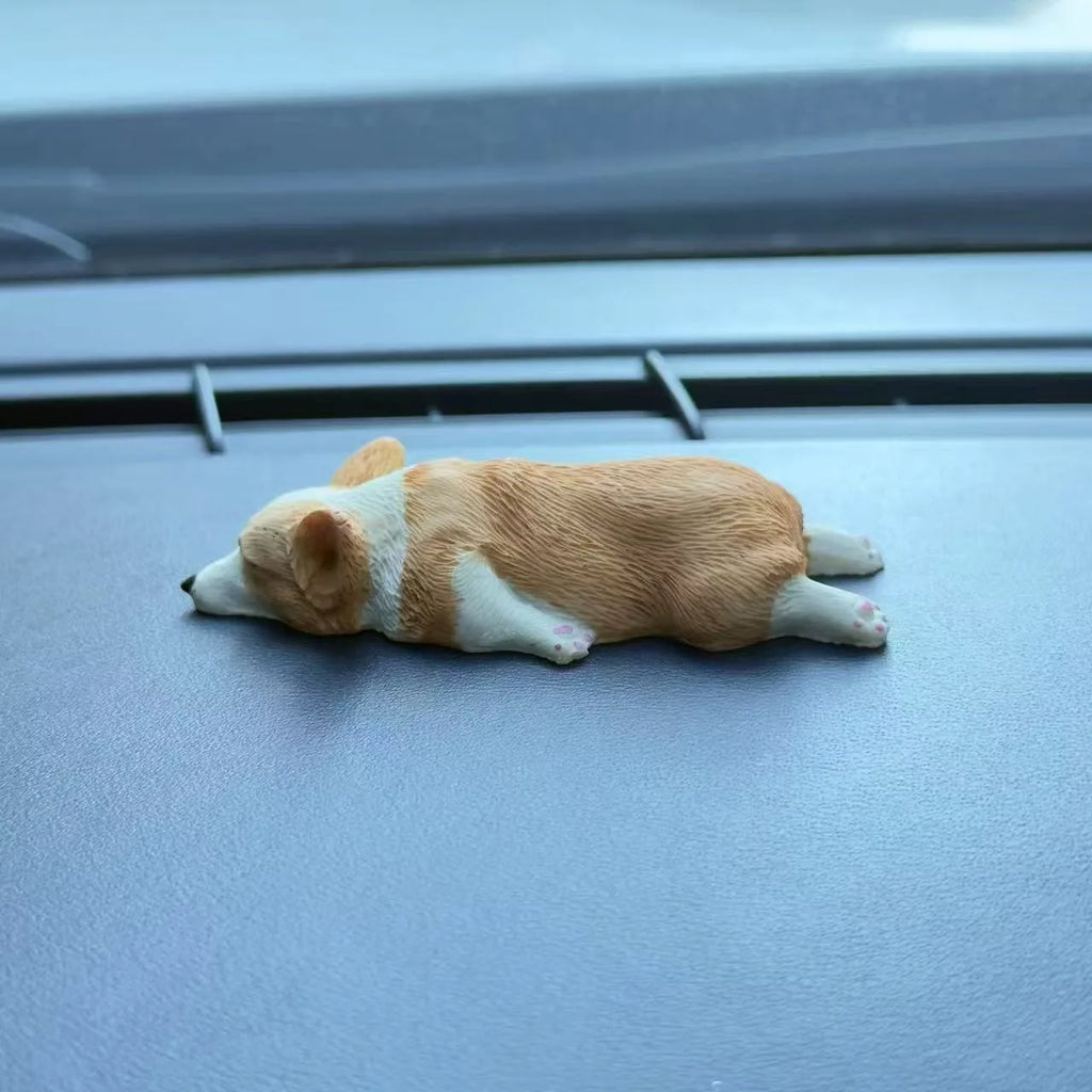 Accessori per giocattoli per cani da cruscotto per auto Decora squisiti mini ornamenti per bambole in resina Corgi Interni auto Decorazioni regalo per cuccioli carini
