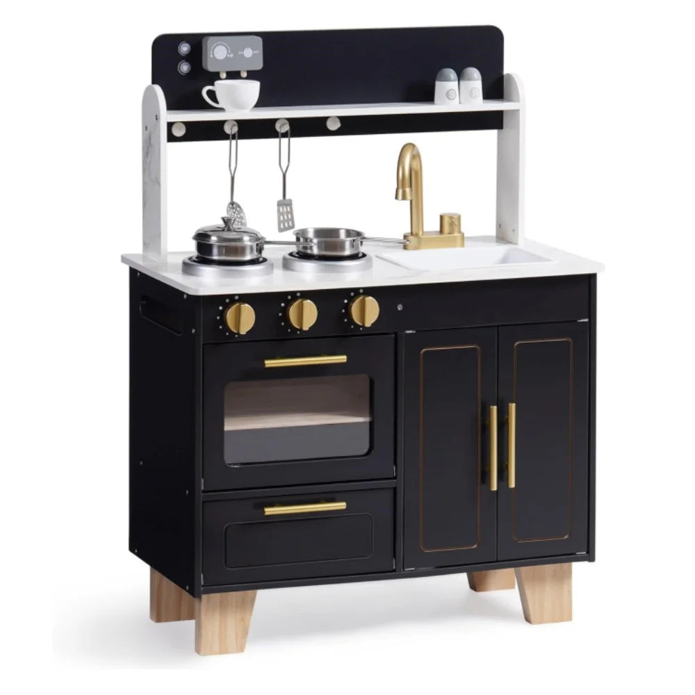 Robotime Play Kitchen Cucina per bambini in legno Fai finta di giocare con piano di lavoro in stile marmo Cucina giocattolo moderna per ragazze e ragazzi