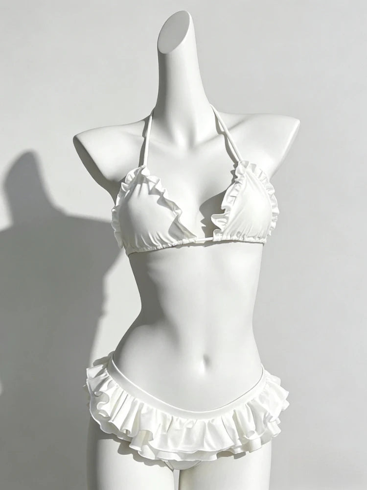 Set Bikini a 4 Pezzi con Vita Alta Fairy Sweet per Donne 2026 - Costume da Bagno Trendy Stampato Chic per Vacanze al Mare Festa Estiva alla Moda
