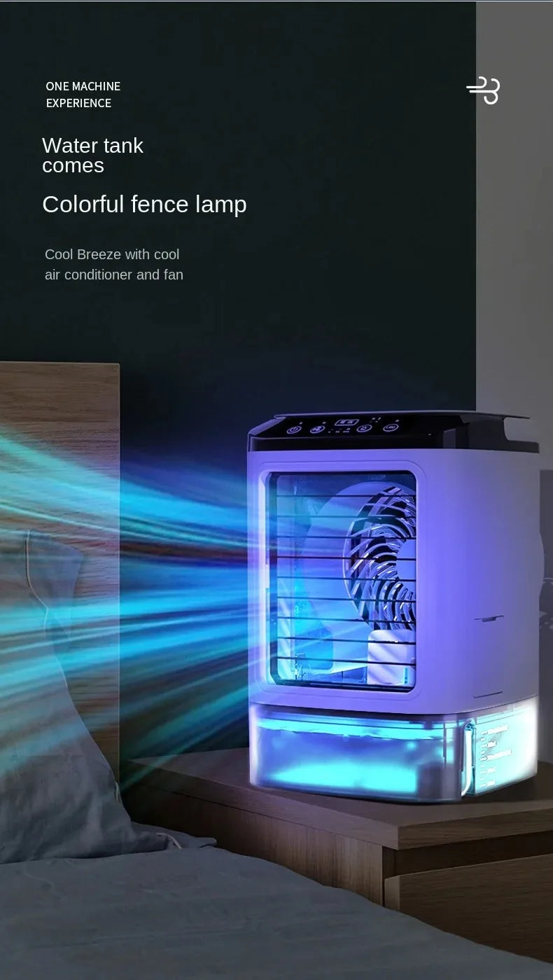 Condizionatore portatile domestico, ventilatore da scrivania con doppia atomizzazione ad ultrasuoni, 3 velocità, silenzioso, con luce notturna, condizionatore d'aria da tavolo