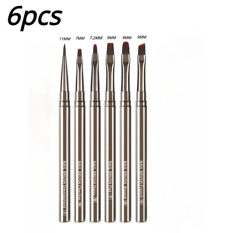 new 6Size Nail Art Liner Brushes 5/7/9/11/20/25mm Painting Nail Brush Dotting Drawing Tool Long Lines Thin Details Manicure pen