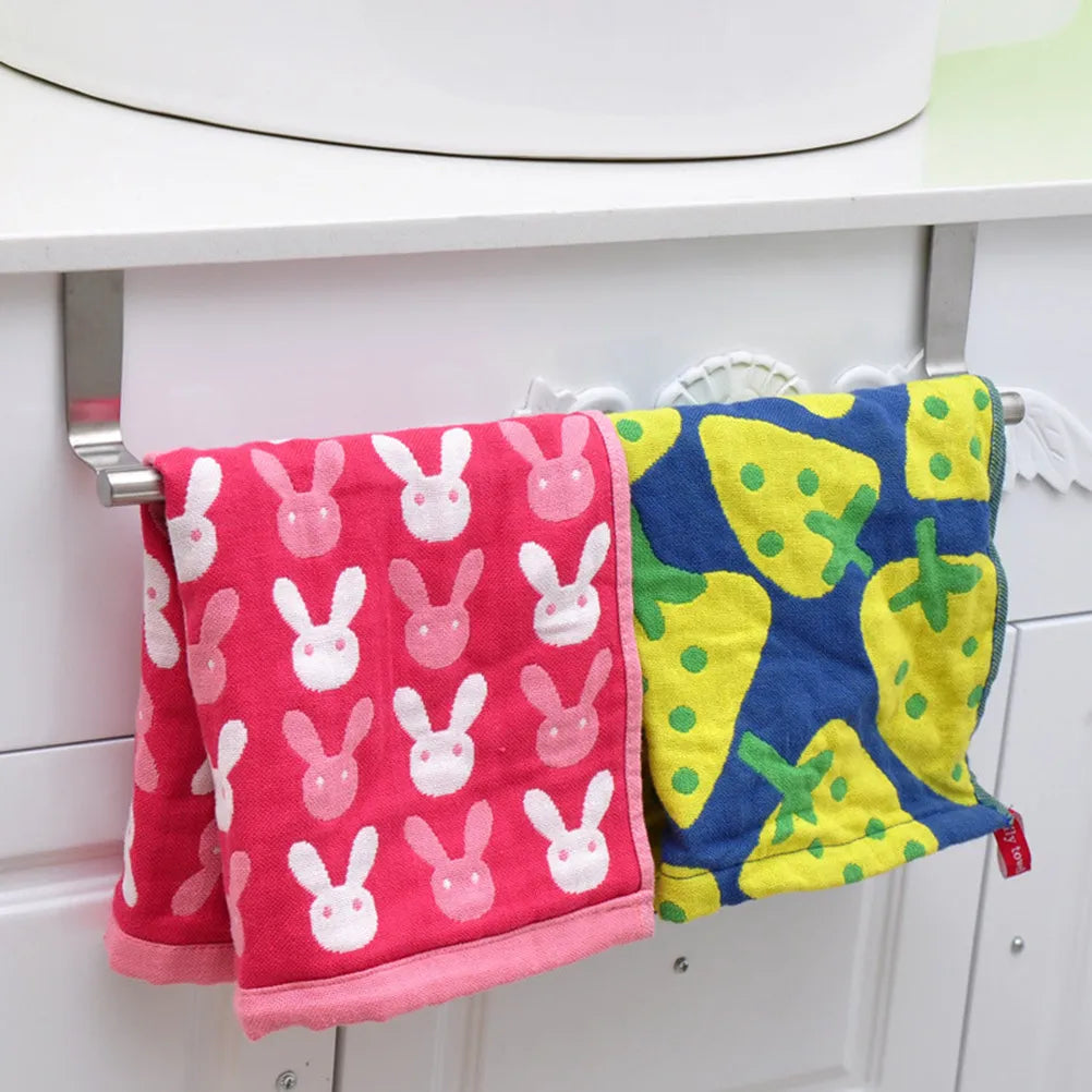Stainless Steel Towel Hanger 1.9Cm Thick Over Door Cabinet Mount No Tools Kitchen Bathroom Dish Rack Storage Non-Absorbent