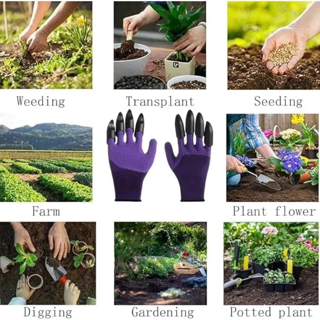 Guanti da Giardinaggio per Donne e Uomini, Guanti con Artigli per Lavori in Giardino, Facili per Piantare e Scavare, Protezione per le Mani e Facili da Usare