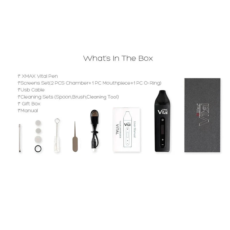 Vaporizzatore originale XMAX VITAL Dry Herb Build in 2550mah 18650 batteria Full Ceramic Heating Chamber schermo OLED TC Vape Pen Kit