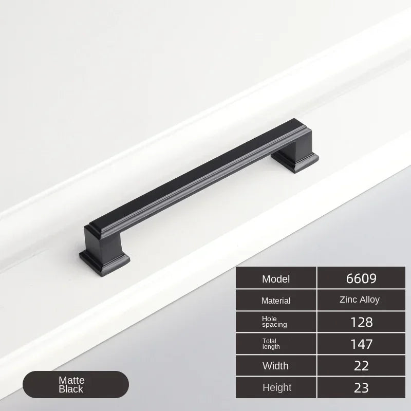 American Style Zinc Alloy Thick Solid Door Handle Drawer Pull Black Gold Wardrobe Cupboard Bedside Table Handle Cabinet Pulls