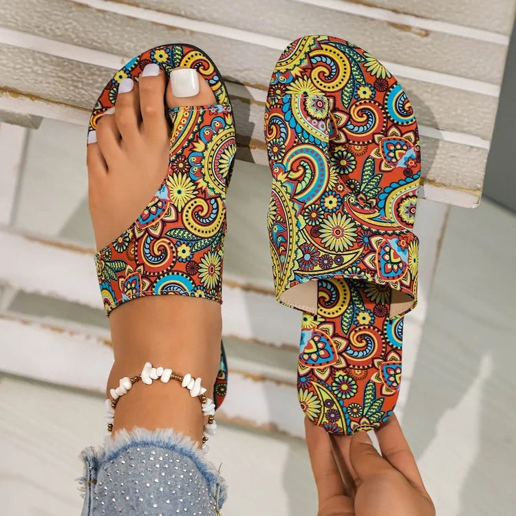 Ciabatte da Donna con Motivo Floreale Bohémien, Sandali Casual Leggeri, Infradito alla Moda, Ciabatte Comode per Casa, Disponibili in Taglie Grandi