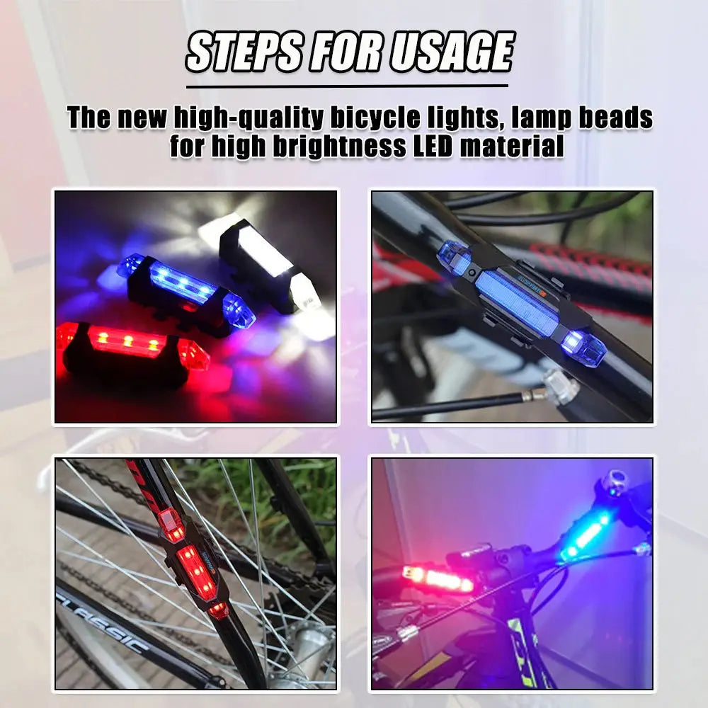 Fanale posteriore per bicicletta USB ricaricabile per mountain bike Luce posteriore per bici impermeabile Lanterna di avvertimento Lampada per bici