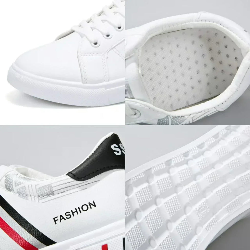 Scarpe da ginnastica da uomo Scarpe casual bianche Scarpe basse leggere e traspiranti Scarpe vulcanizzate con lacci alla moda Scarpe da uomo da esterno antiscivolo Tenis