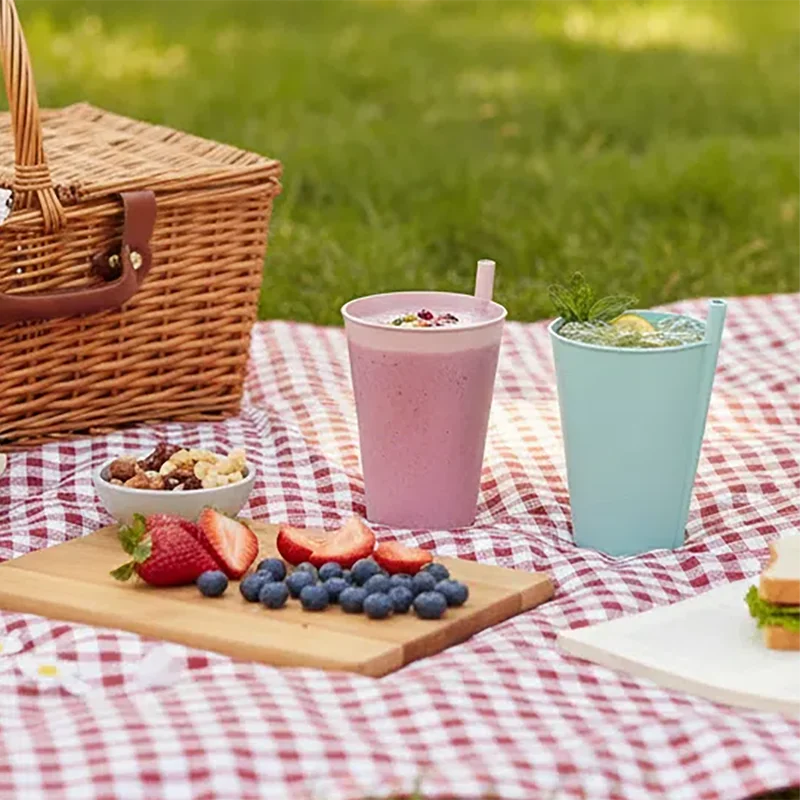 Bicchiere in plastica con cannuccia per bambini e adulti, bicchiere Sippy da 6 pezzi per uso quotidiano, senza BPA