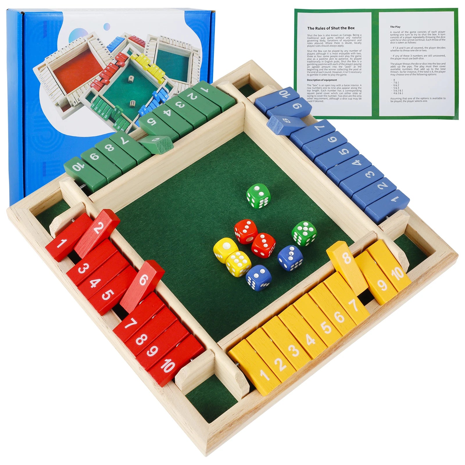 4 giocatori Chiudi la scatola Gioco di dadi Tavolo di legno Tavolo per famiglie Gioco di matematica Interazione genitore-figlio Classici Gioco da tavolo Versione