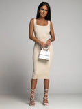 2024 Abito da donna sexy estivo Abiti con fasciatura a costine bianchi Abiti lunghi Abbigliamento femminile Moda alla moda Elegante donna magra
