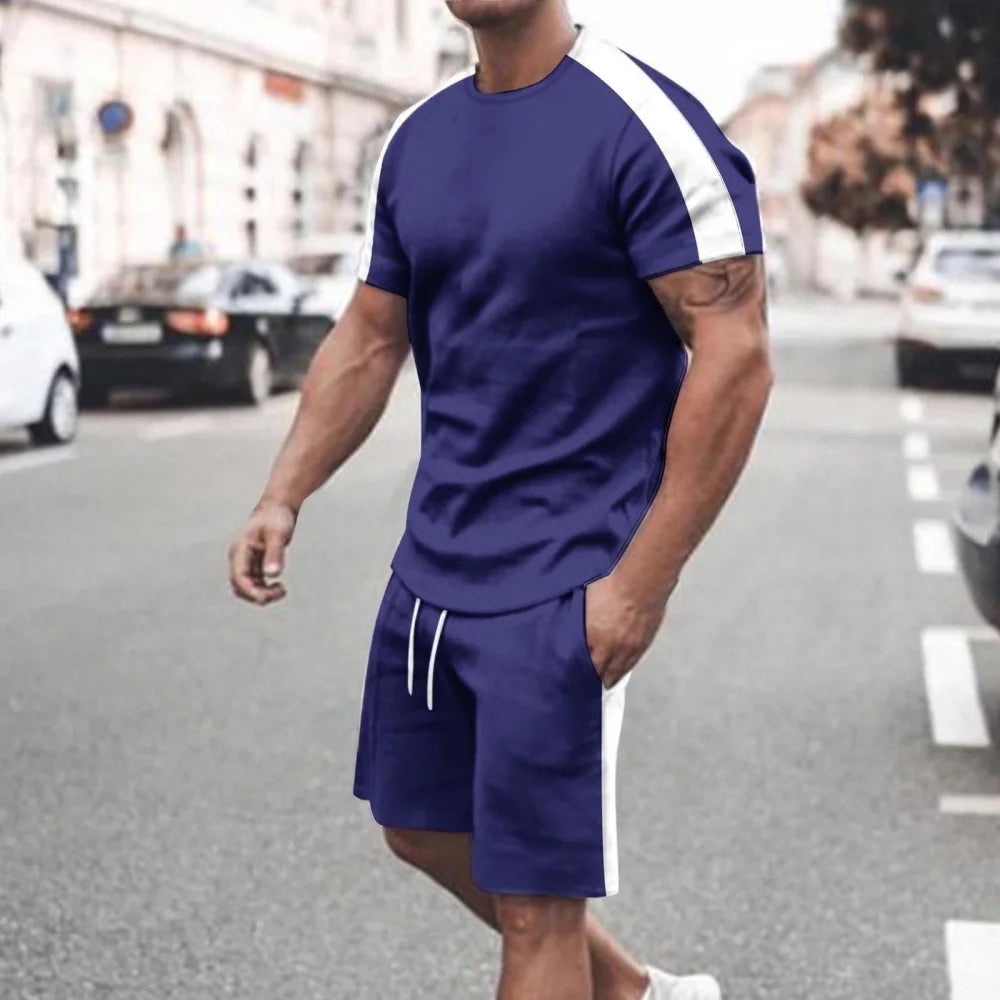 Completo Sportivo Casual da Uomo: T-shirt a Maniche Corte e Pantaloncini, Set Due Pezzi Comodo e Traspirante per Fitness Quotidiano e Corsa
