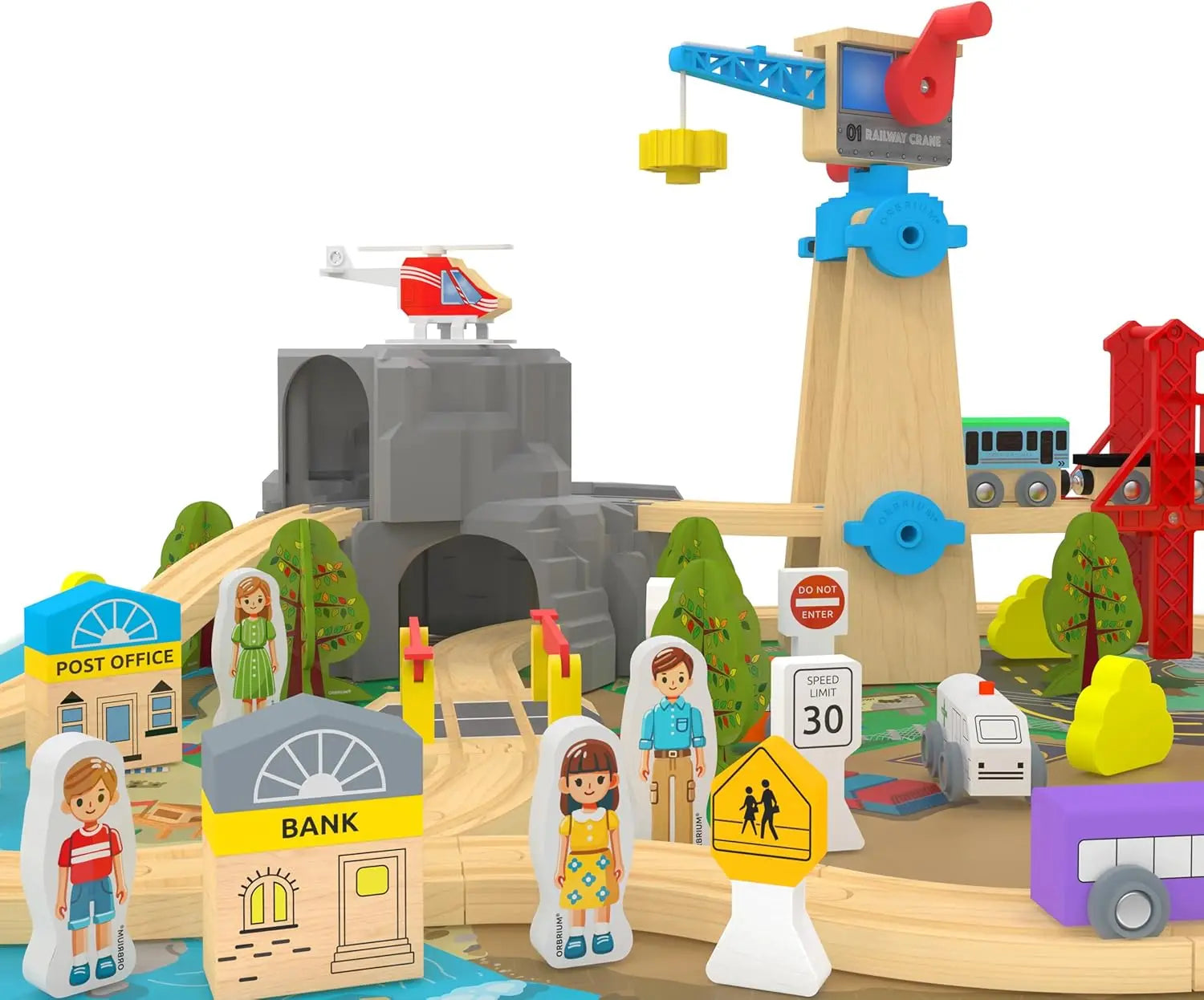 Tavolo da treno Set di treni e tavolo da attività in legno 2 in 1 - Giocattolo STEM da 112 pezzi con piano reversibile per giochi e apprendimento, contenitore portaoggetti - Età