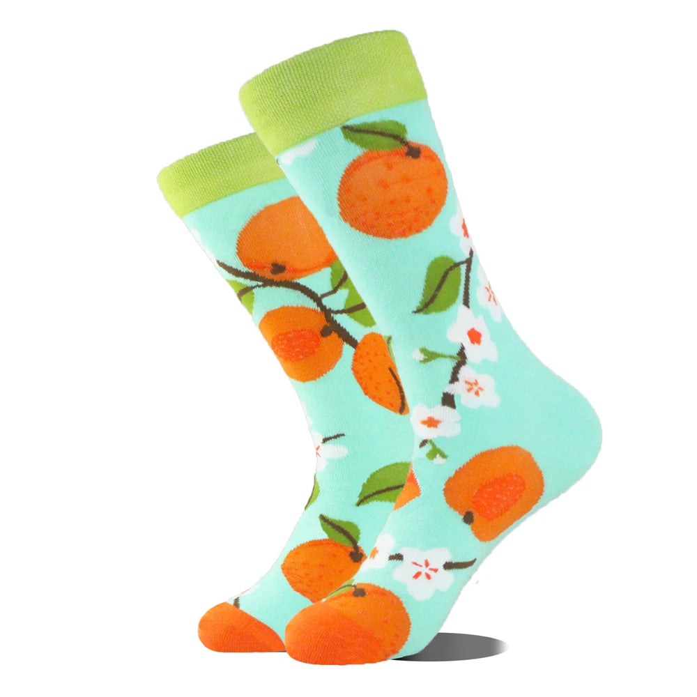 1 Pair Combed Cotton Socks Men Novelty AB Asymmetry Funny Skateboard Men's Mid Length Animal Print Socks Harajuku Happy Socks