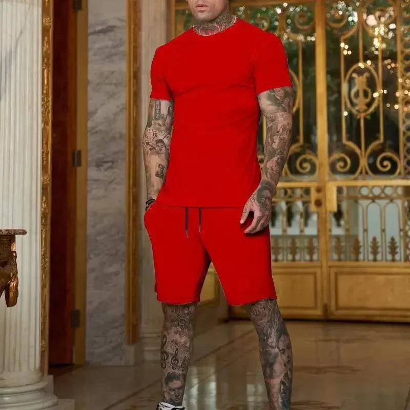 T-shirt e pantaloncini a maniche corte per abbigliamento sportivo traspirante da uomo nuovo estate 2025 set di abbigliamento popolare ad asciugatura rapida