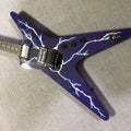 Chitarra con motivo a fulmini blu, consegna espressa in 48 ore di chitarre elettriche con immagini e video reali.
