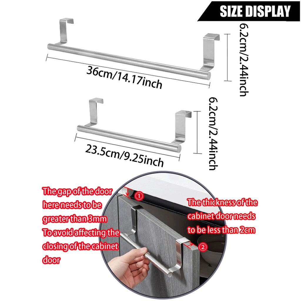 Portasciugamani sopra la porta Portasciugamani in acciaio inossidabile Organizzatore di stoccaggio Porta dell'armadio da cucina per bagno Portasciugamani sospeso