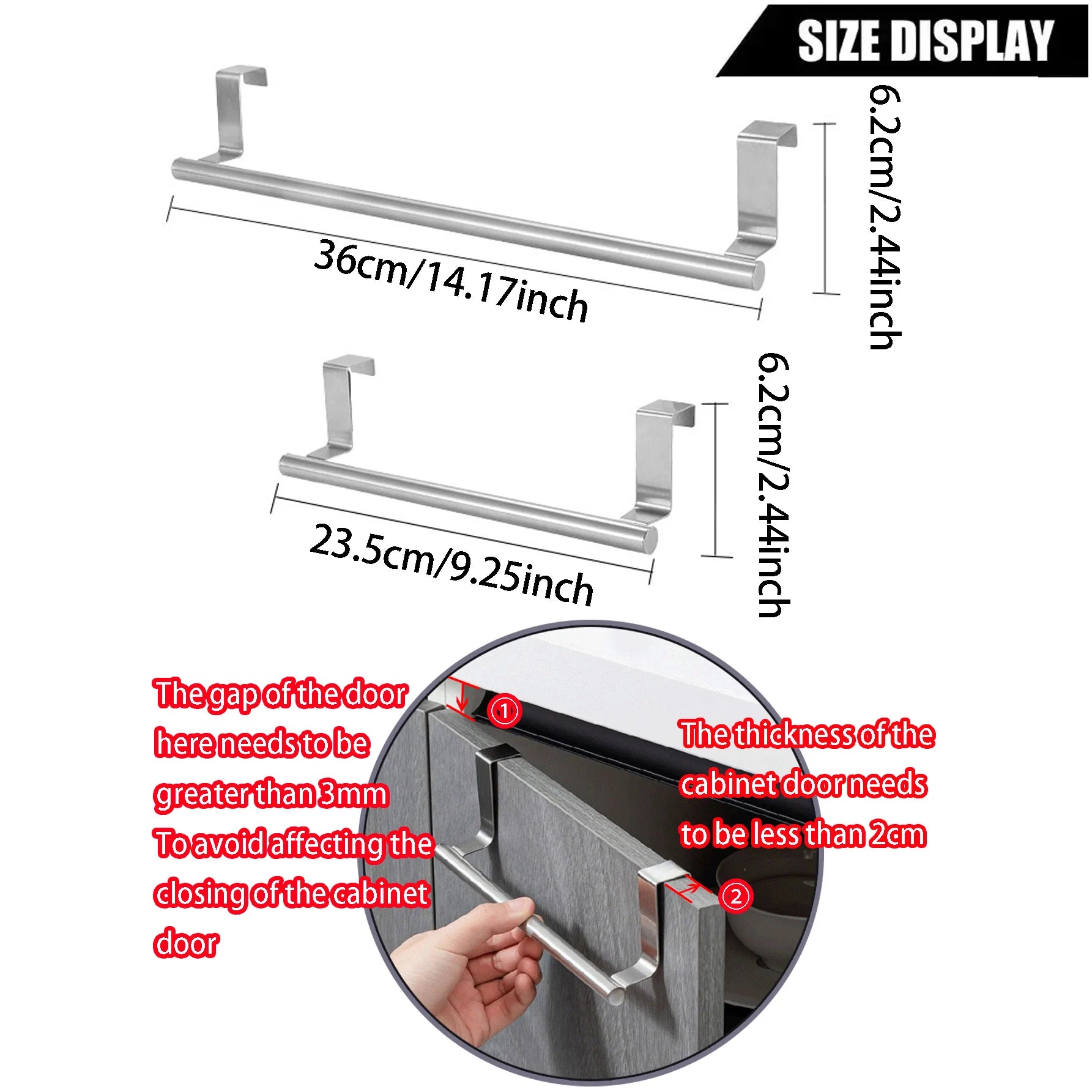 Towel Rack Over Door Stainless Steel Towel Bar Storage Organizer Bathroom Kitchen Cabinet Door Hanging Towel Rack