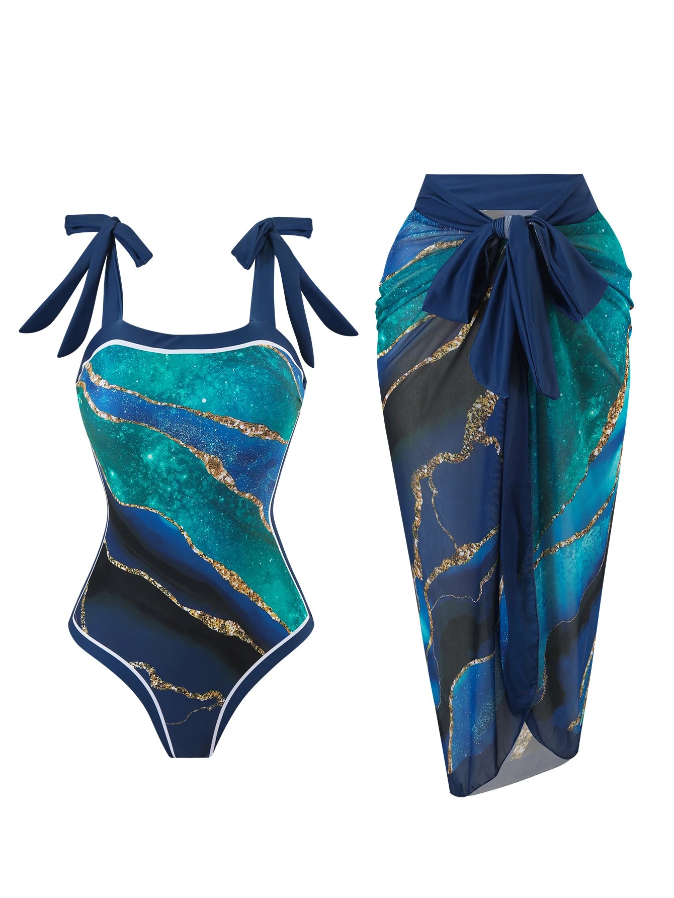 Costume da bagno bikini intero stampato digitale estivo nuovo su misura per donna Protezione solare conservatrice Gonna di garza monopezzo 2-P