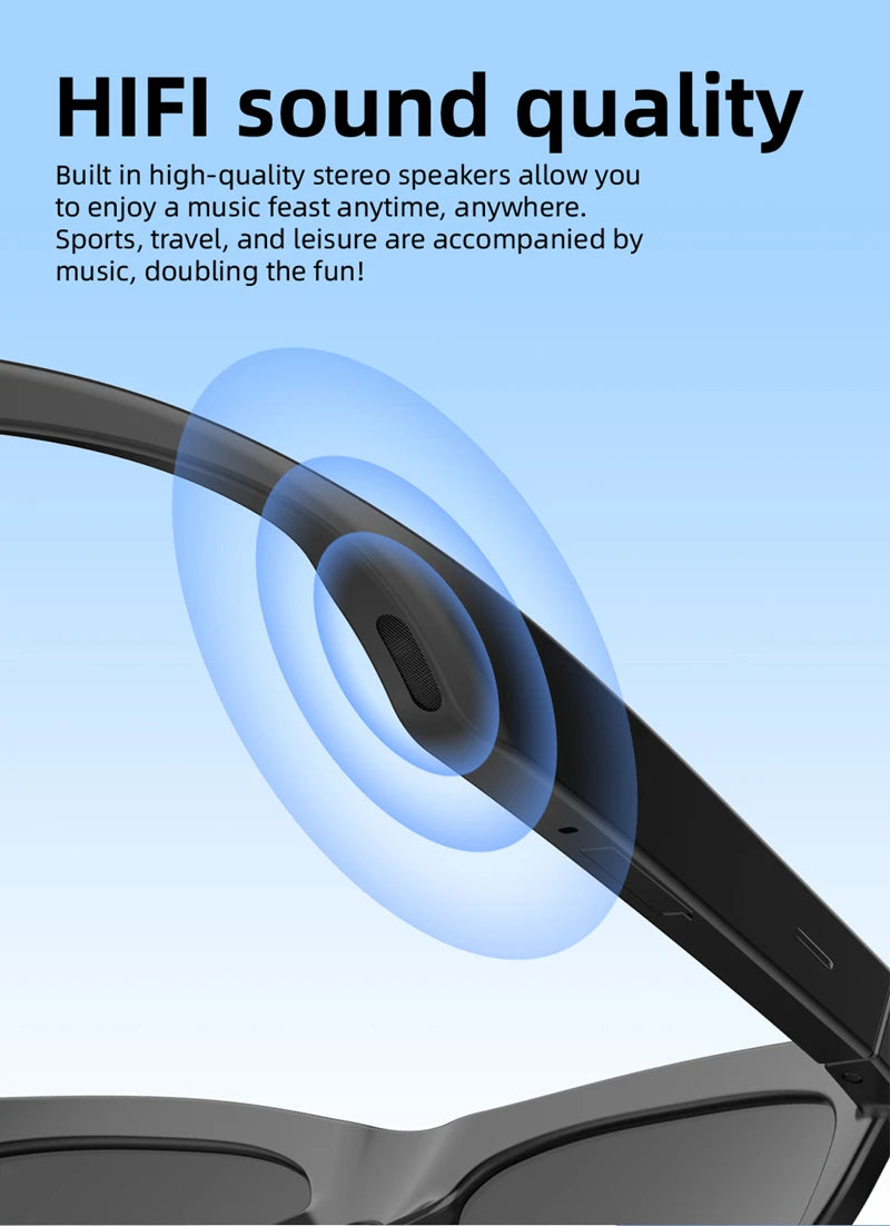 2025 Nuovi occhiali audio Bluetooth intelligenti - Lenti fotocromatiche Altoparlanti HD integrati per musica/chirchi Occhiali da sole wireless