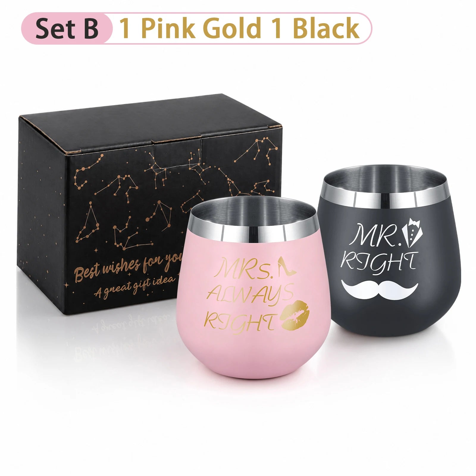 Bicchiere in Acciaio Inox a Doppio Strato con Confezione Regalo - Bicchiere per Cocktail, Martini, Mojito, Drink Misti, Bar, Feste, Birra, Vino