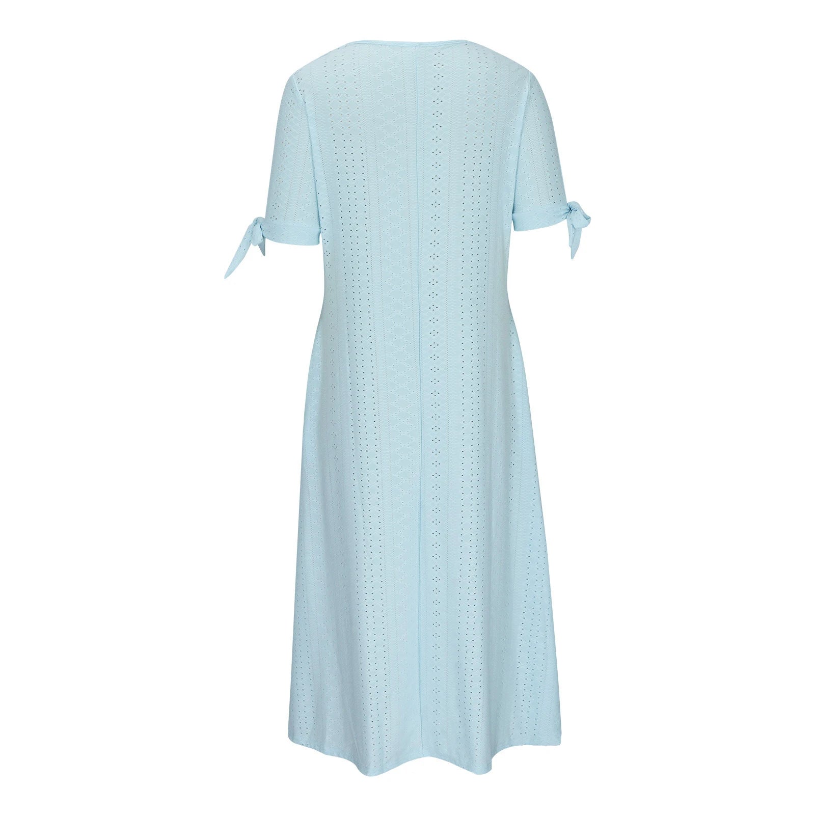 Abito Midi Estivo da Donna Boho con Occhielli e Spalle Scoperte, Maniche Corte, Scollo a V, Bottoni, Vestibilità Ampia, Stile Casual a Trapezio con Tasche