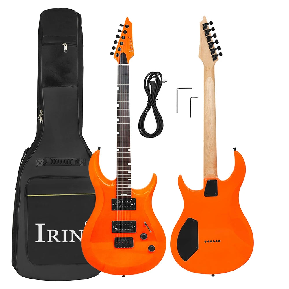 NUOVA chitarra elettrica IRIN 24 tasti 6 corde corpo Oguman manico in acero Guitarra elettrica colorata con cavo di collegamento chiave borsa