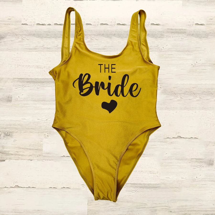 S-3XL costume da bagno intero donna Team Bride Summer Swimwear Higt Cut Low Back costume da bagno addio al celibato costume da bagno Beachwear