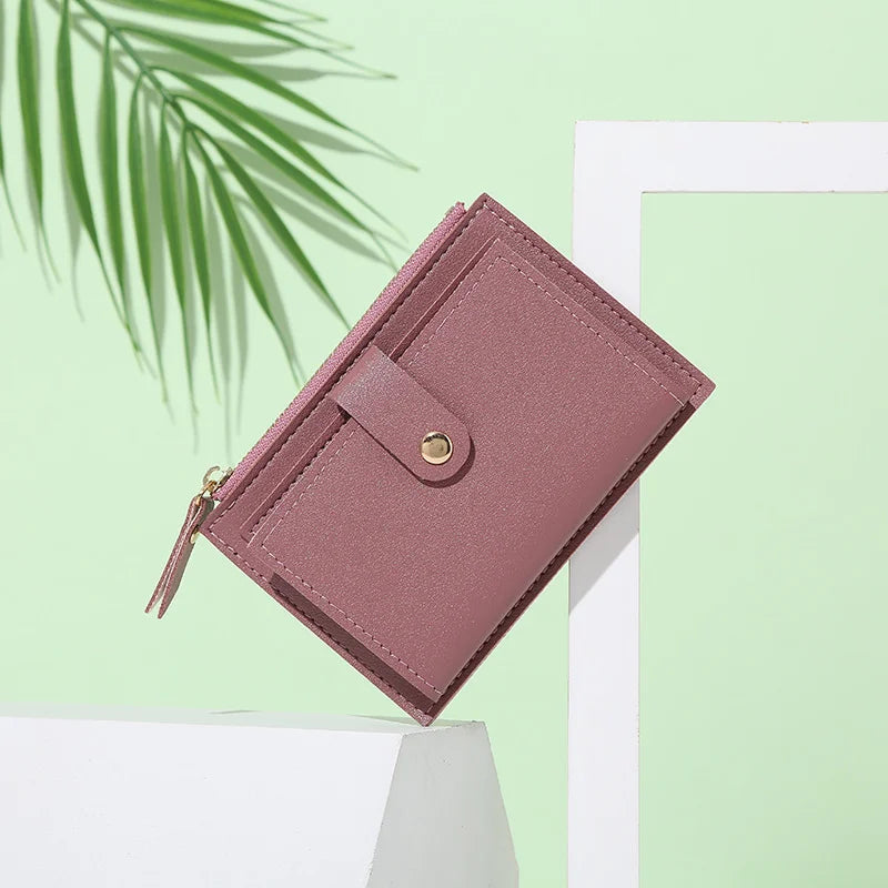 Portafogli da donna Borsa da donna in pelle PU Mini Hasp Porta carte multi-carta solida Portafogli corti Portafoglio piccolo sottile con cerniera Hasp