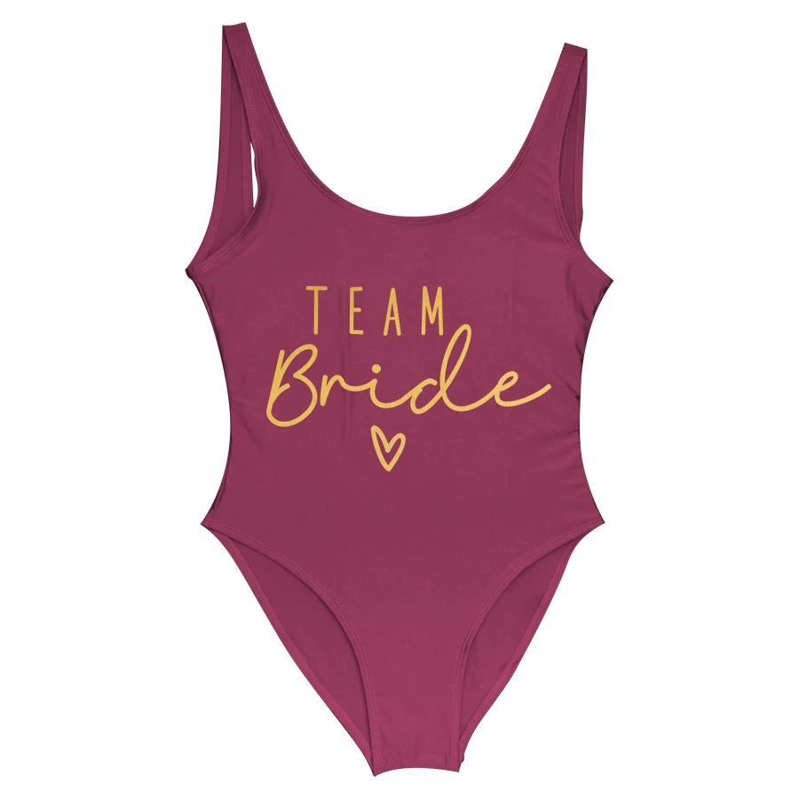 S-3XL Verde Stampa Team Sposa Costume intero Squad Donna Costumi da bagno Addio al nubilato Costume da bagno estivo Beatchwear Costume da bagno