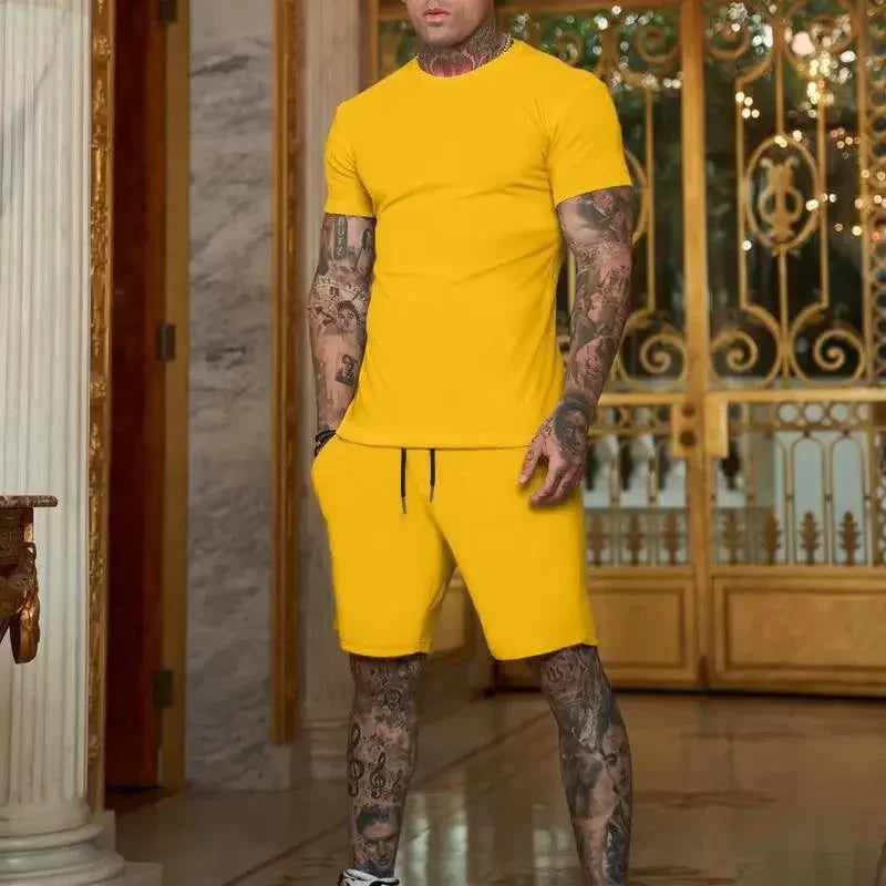 T-shirt e pantaloncini a maniche corte per abbigliamento sportivo traspirante da uomo nuovo estate 2025 set di abbigliamento popolare ad asciugatura rapida