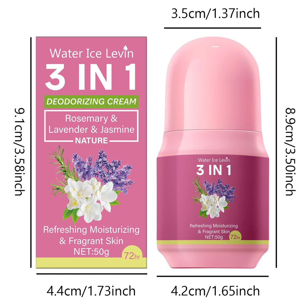 3-in-1 Deodorizing Cream. 72hr Odor Control. Refreshing Moisturizing Fragrant Skin. Summer Essential Stick. 50g Net.