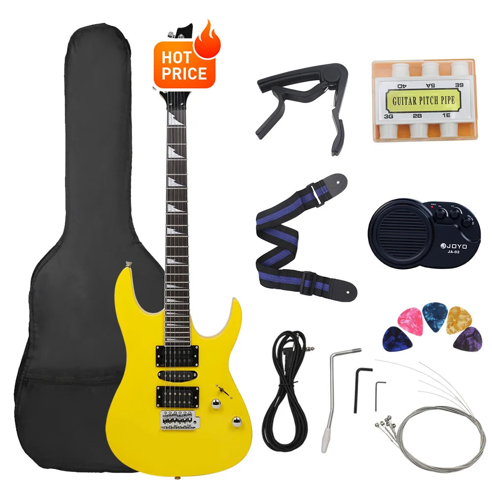 Chitarra elettrica a 6 corde 24 tasti Chitarra elettrica con corpo in acero Guitarra con altoparlante per borsa Parti e accessori per chitarra necessari