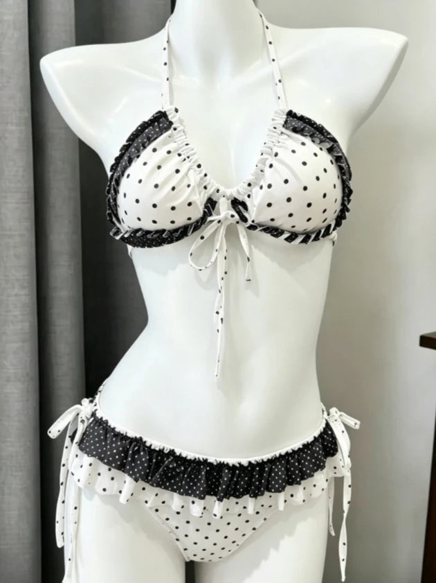 Set Bikini a 4 Pezzi con Vita Alta Fairy Sweet per Donne 2026 - Costume da Bagno Trendy Stampato Chic per Vacanze al Mare Festa Estiva alla Moda