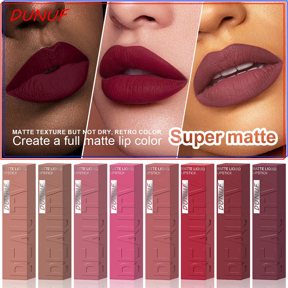 Lucidalabbra opaco in velluto velluto opaco liscio rossetto rimpolpante dimensionale facile da applicare lucidalabbra a tubo quadrato impermeabile tre