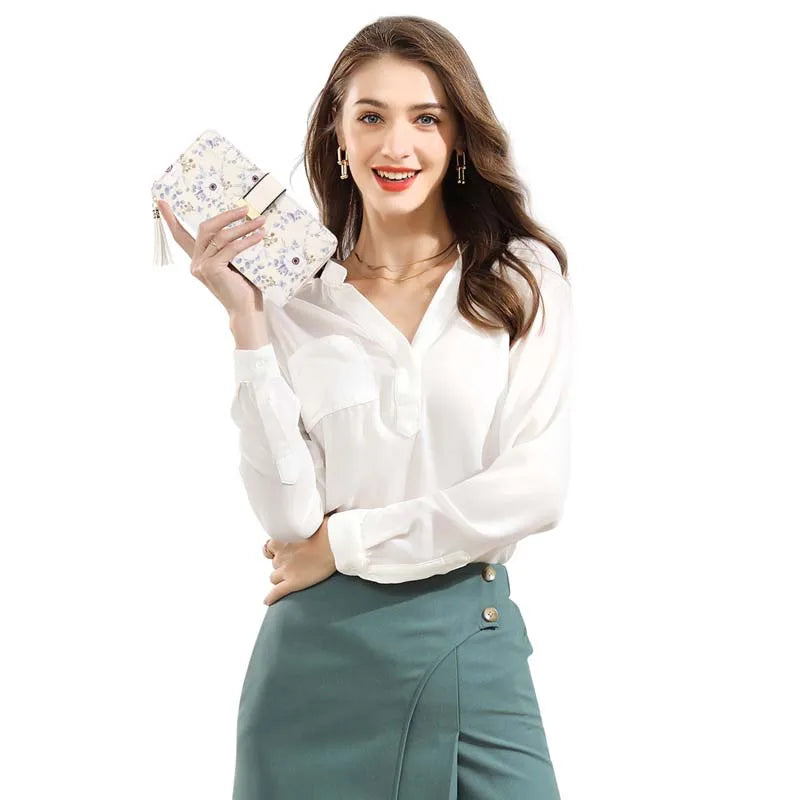 Pomelo Il miglior portafoglio da donna in tinta unita: cinturino da polso con pochette multi-carta in vera pelle con blocco RFID