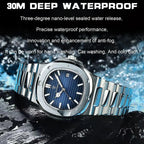 Watch for Men Stainless Steel Square Waterproof Quartz (Blue)-4