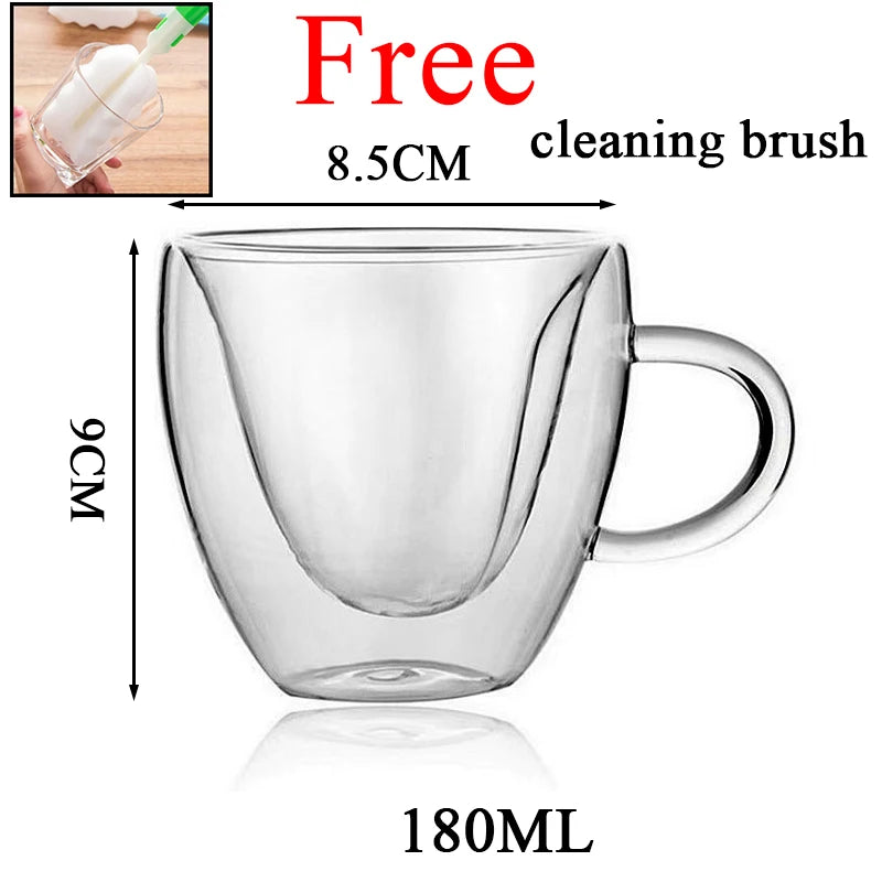 Tazza da caffè in vetro trasparente latte whisky tè birra doppio creativo resistente al calore Cocktail Vodka tazza da vino bicchiere bicchieri regalo