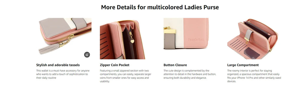 Pomelo Il miglior portafoglio da donna in tinta unita: cinturino da polso con pochette multi-carta in vera pelle con blocco RFID