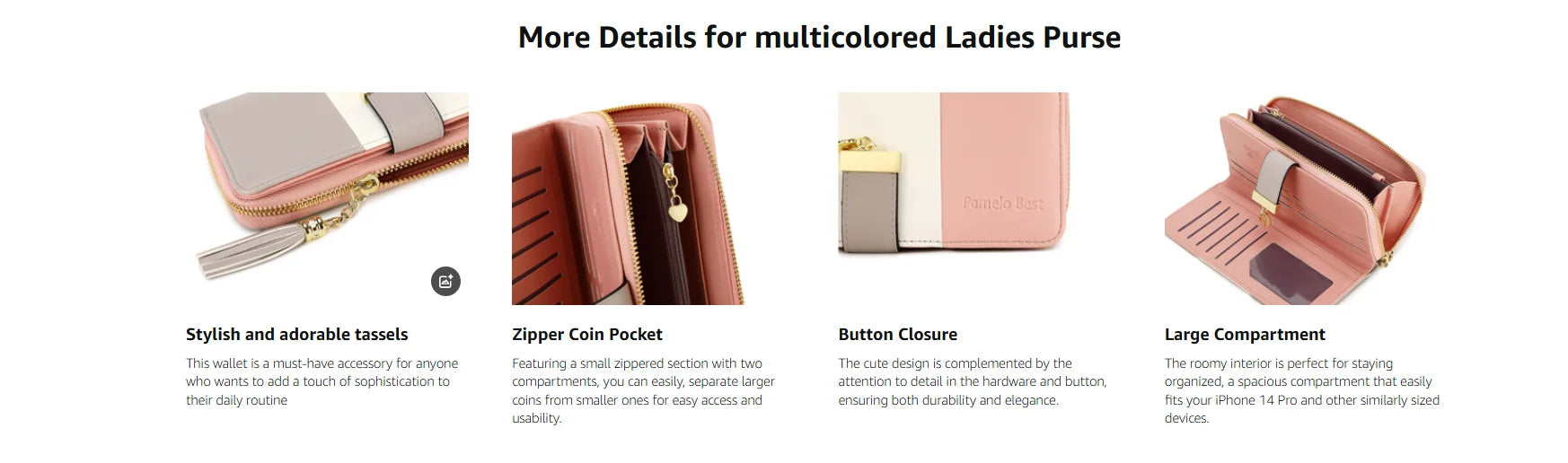Pomelo Il miglior portafoglio da donna in tinta unita: cinturino da polso con pochette multi-carta in vera pelle con blocco RFID