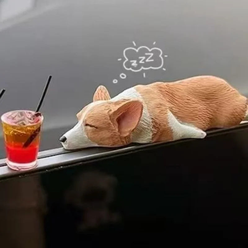 Accessori per giocattoli per cani da cruscotto per auto Decora squisiti mini ornamenti per bambole in resina Corgi Interni auto Decorazioni regalo per cuccioli carini