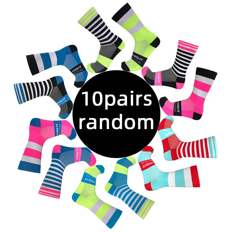 5/10 pairs of men's and women's cycling sports socks randomly mixed breathable sweat absorbing worn externally