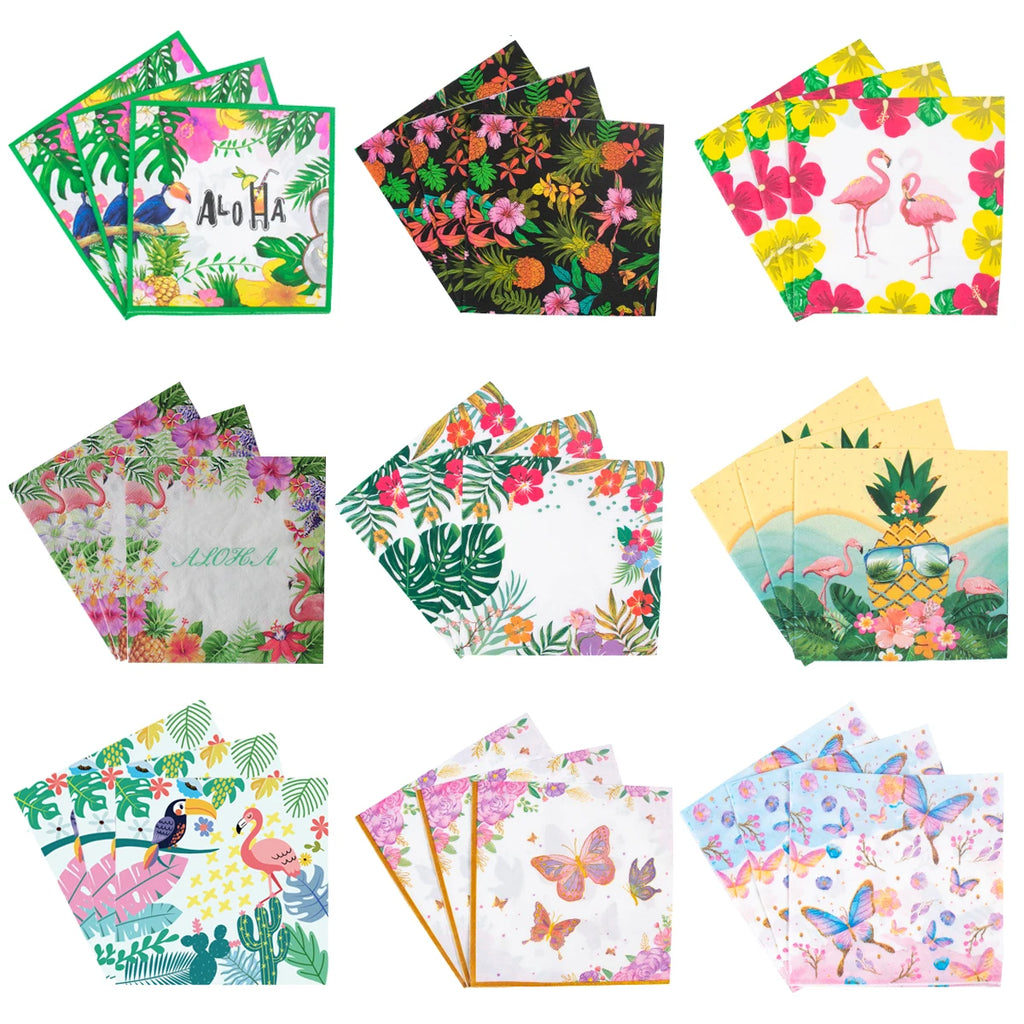 Tovaglioli di carta per feste hawaiane Luau Tovaglioli Aloha con foglie di palma tropicale fenicottero usa e getta per decorazioni per feste estive di compleanno, matrimoni