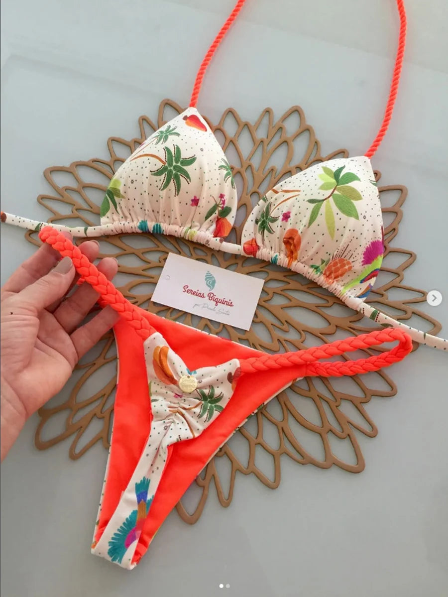 Micro Bikini 2026 Push Up Donna Costumi da Bagno Sexy Brasiliani Set Bikini Perizoma Stampa Biquini Abbigliamento Mare Estivo