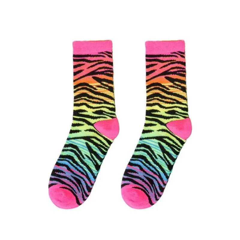 5 Pairs UNISEX Leopard Print Personalized Fashion Breathable Thin Funny Sweat-absorbing Spring Simple Socks For Girls Wholesale