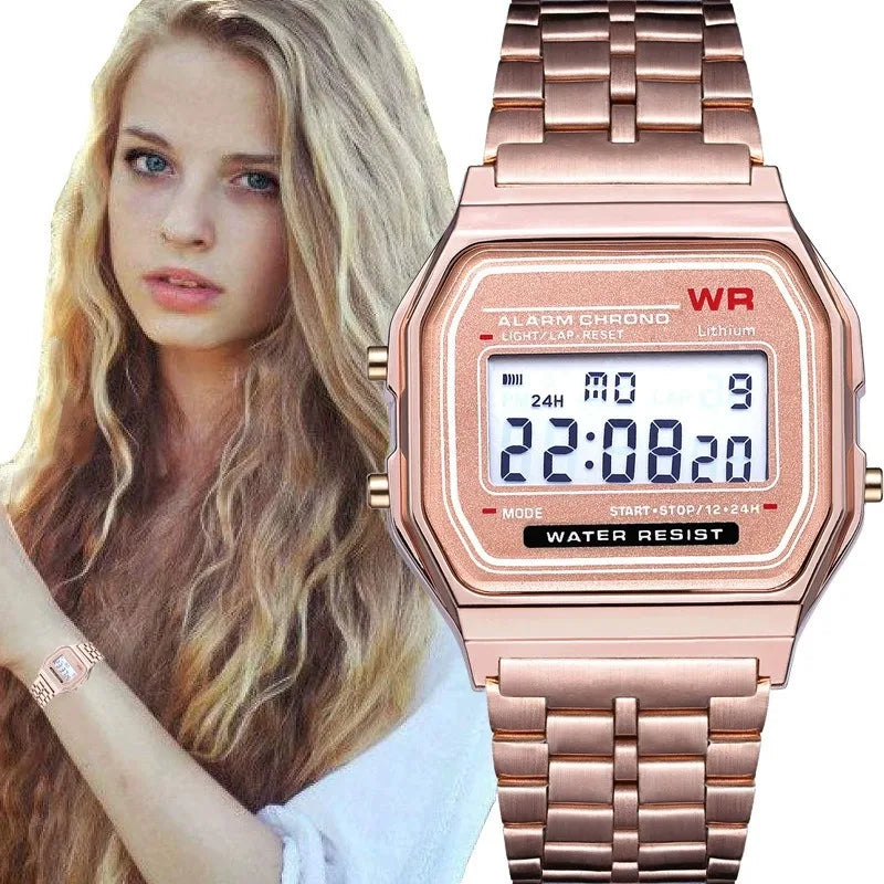 Orologi con cinturino in acciaio Orologio da donna Orologio da uomo d'affari Orologio multifunzione LED digitale Orologio da polso sportivo Orologio elettronico Electron wi