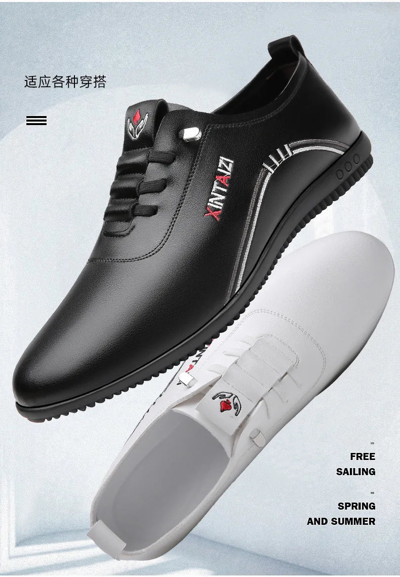 2024 scarpe casual da uomo in pelle versatili calzature bianche da lavoro moda antiscivolo mocassini comodi maschili nuovo piatto leggero