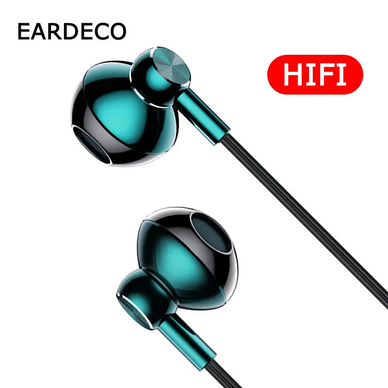 Cuffie cablate EARDECO con microfono auricolari originali HiFi Bass Stereo Music Sport cancellazione del rumore per telefono tipo C 3.5MM