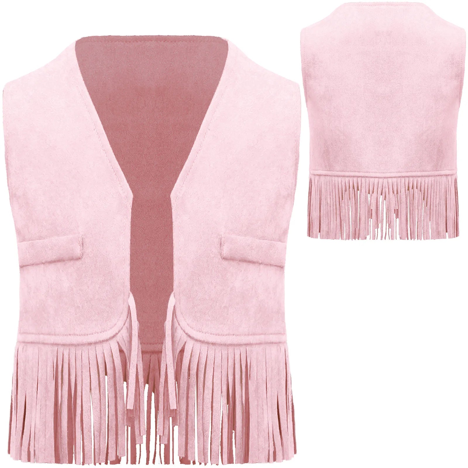 Costume cosplay da cowgirl da cowboy occidentale per feste a tema di carnevale di Halloween con nappe in pelle scamosciata vintage per bambine e ragazze
