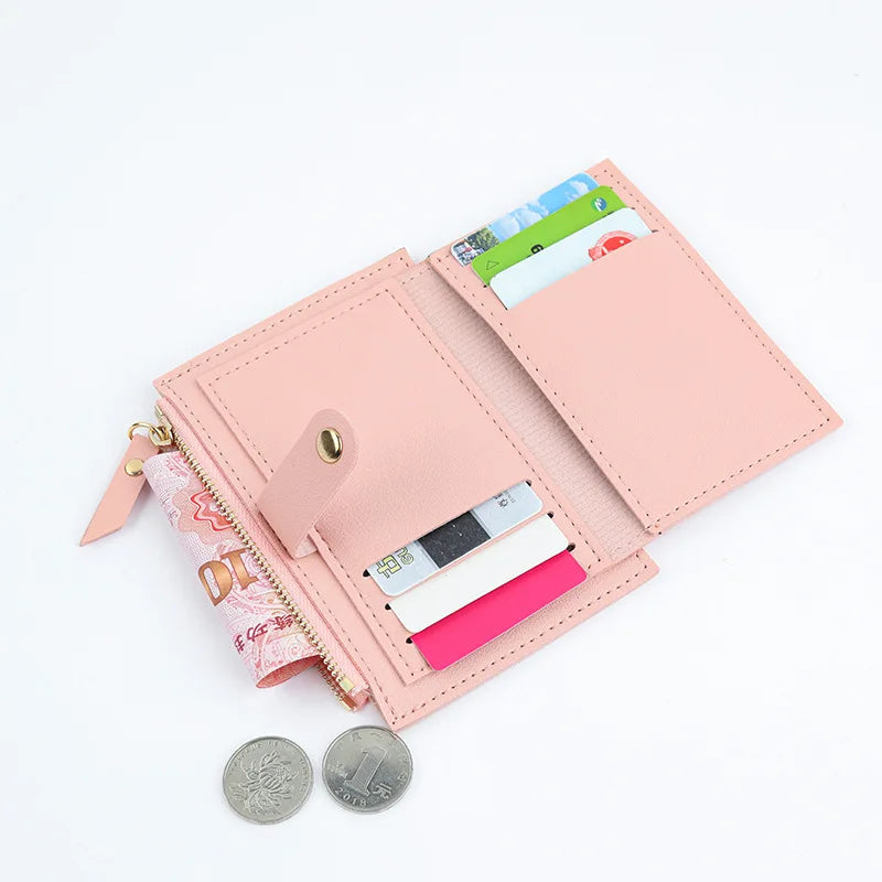 Portafogli da donna Borsa da donna in pelle PU Mini Hasp Porta carte multi-carta solida Portafogli corti Portafoglio piccolo sottile con cerniera Hasp